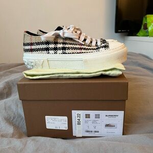 Burberry Black and White Plaid Sneakers